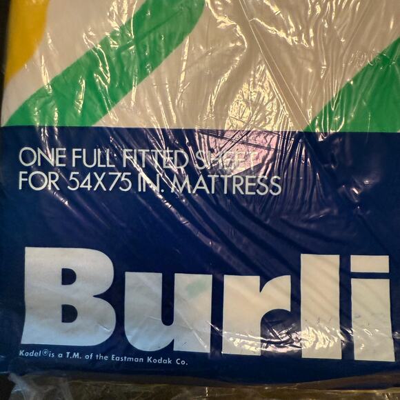 Vintage 70s Burlington full flat and fitted sheet NOS in package Yellow floral - Picture 4 of 6